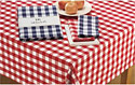 Flame Red and White Checkers Tablecloth
